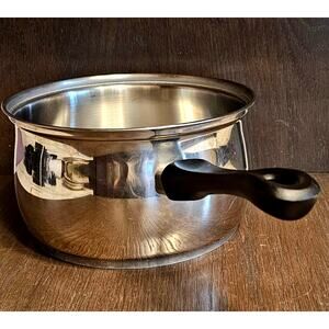 Vintage BELGIQUE 3.5 Qt. Sauce Pan Stainless Black Handle NO LID